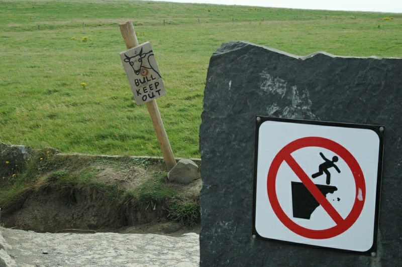 Cliffs of Moher warning signs